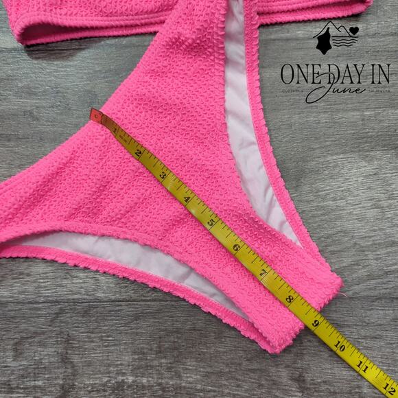 Aleumdr Textured One Shoulder Bikini Swimsuit Size S - Picture 3 of 4